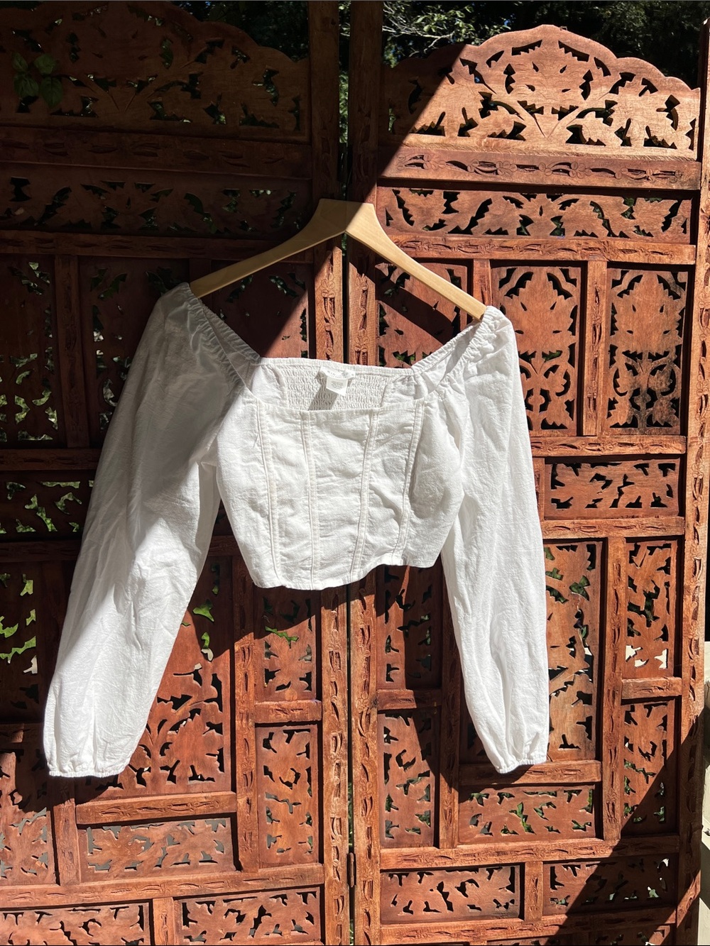 White Square-Neck Puff Sleeve Crop Top